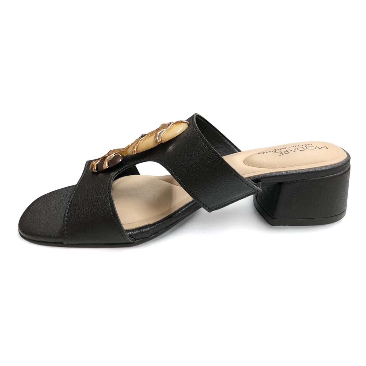 Tamanco Modare Napa Floather Preto Salto Bloco Confortavel Preto 4