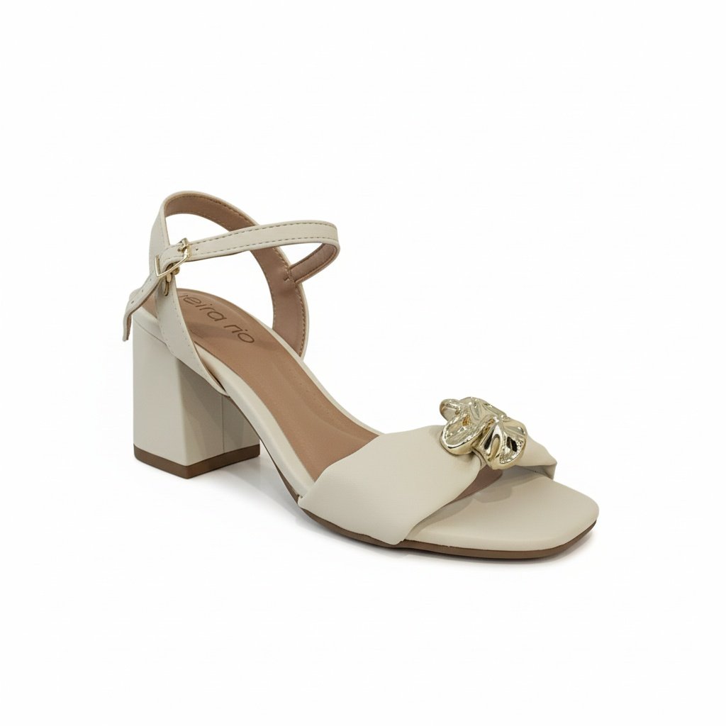 Beira Rio Sandalia Feminina Napa Turin Branco Off Elegante