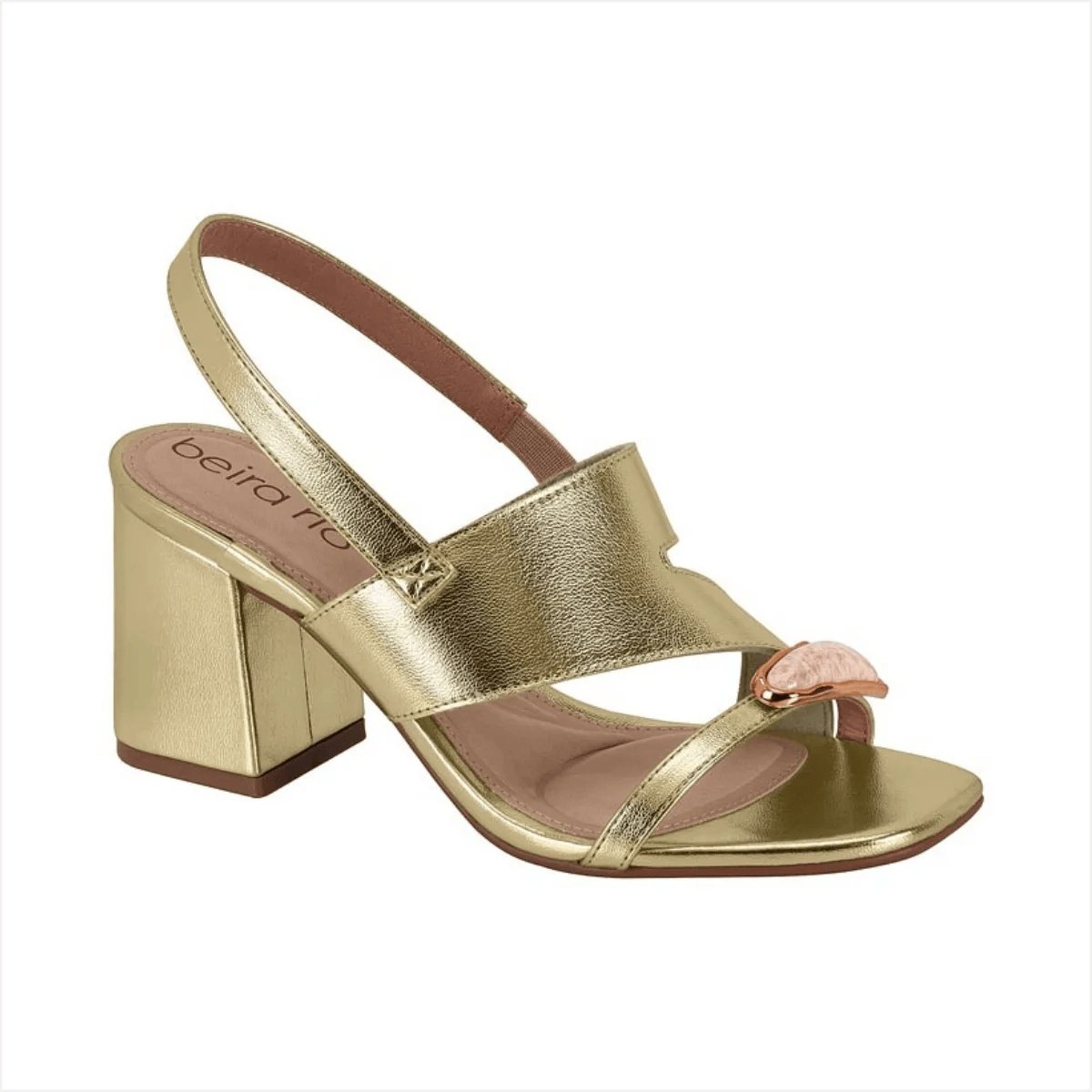 Sandalia Beira Rio Dourada Feminina Estilo Casual