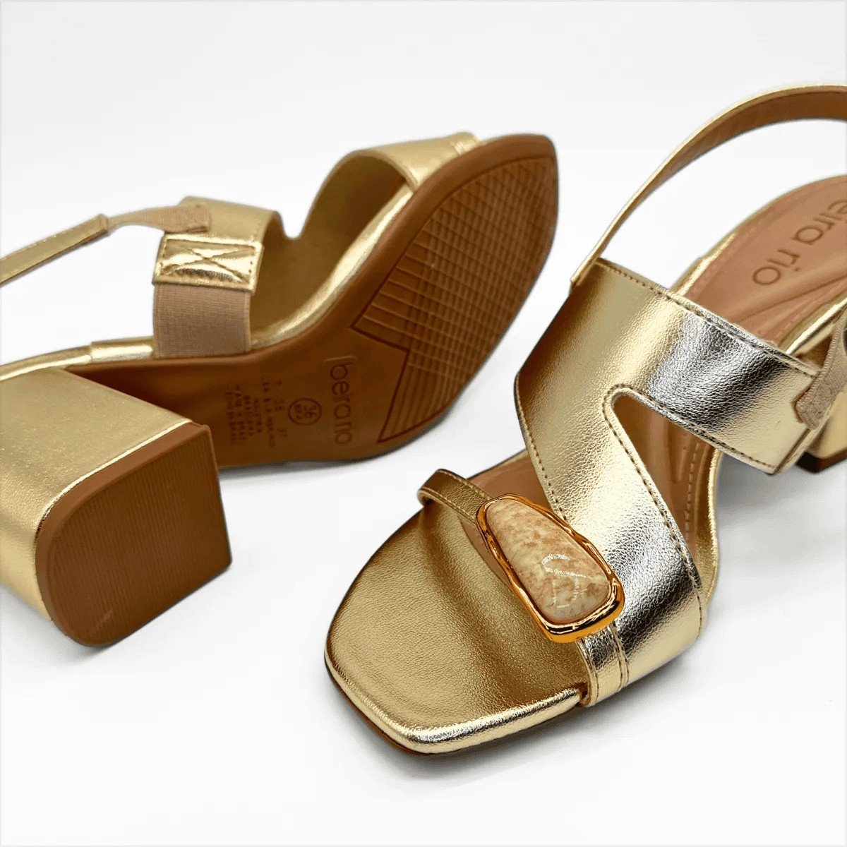 Sandalia Beira Rio Dourada Feminina Estilo Casual Dourado 6