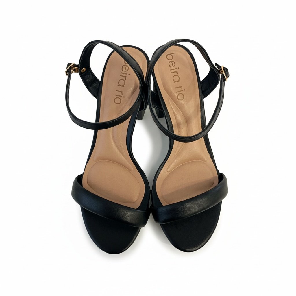 Beira Rio Sandalia Napa Turin Preta Feminina Estilo Casual Preto 4