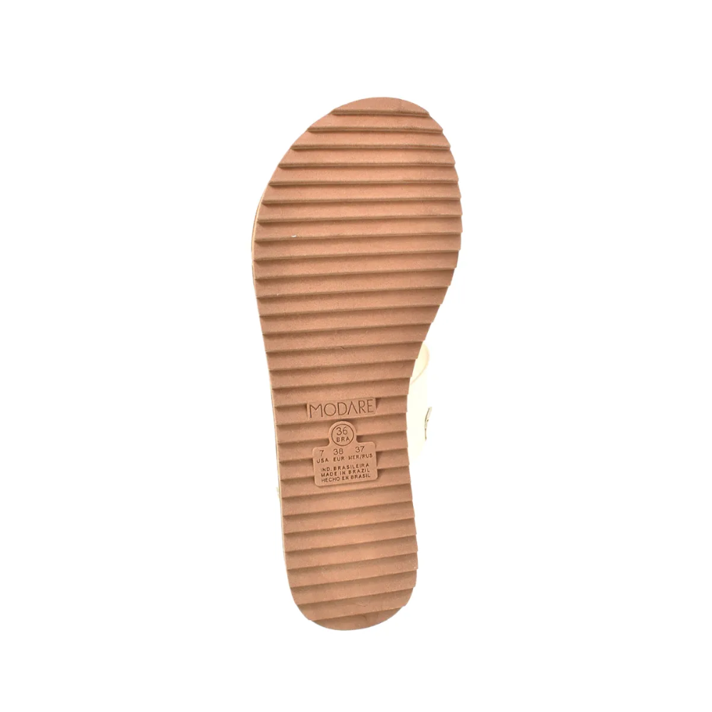 Sandalia Rasteira Modare Feminina Creme Pedras Elegantes Bege 6