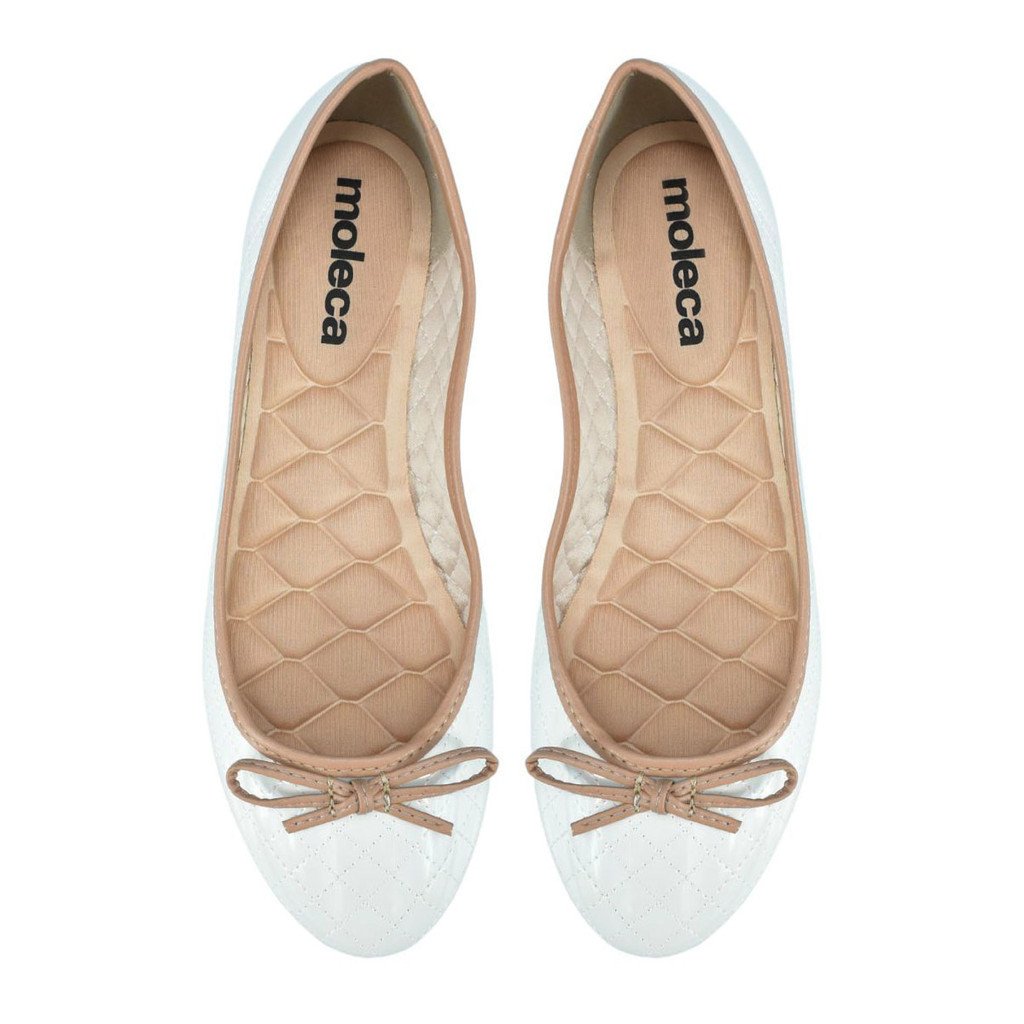 Sapatilha Moleca Feminina Laco Verniz Branco Nude Ultraleve Branco 3