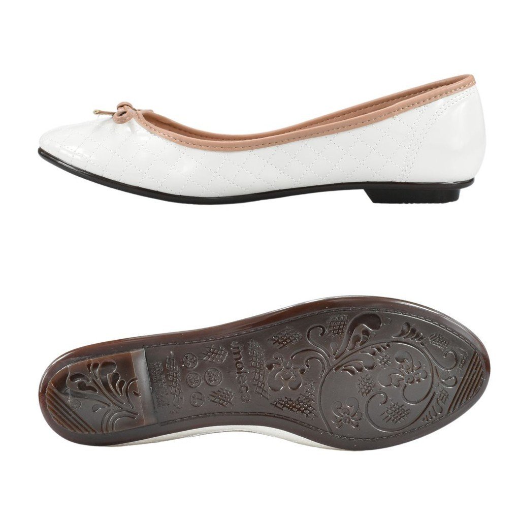 Sapatilha Moleca Feminina Laco Verniz Branco Nude Ultraleve Branco 4