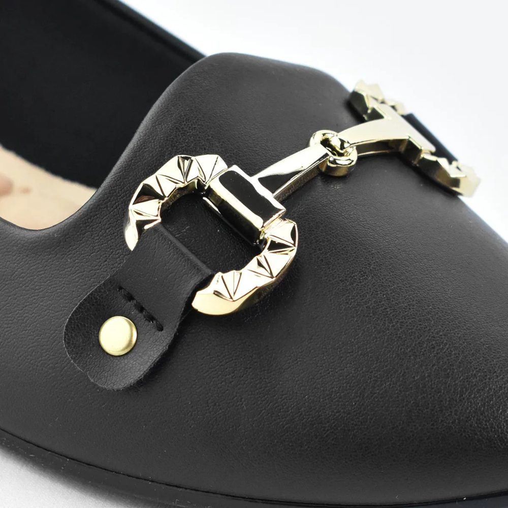 Sapatilha Feminina Moleca Preta Detalhe Dourado Preto 4