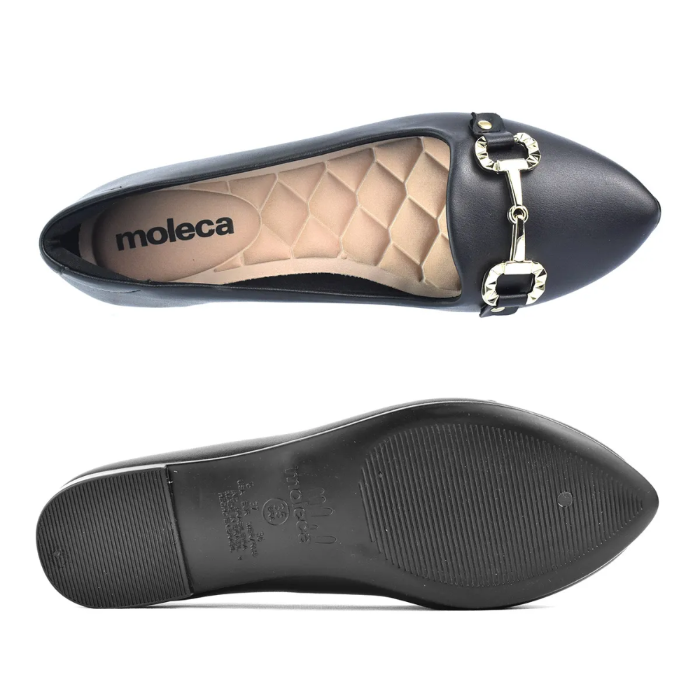 Sapatilha Feminina Moleca Preta Detalhe Dourado Preto 6