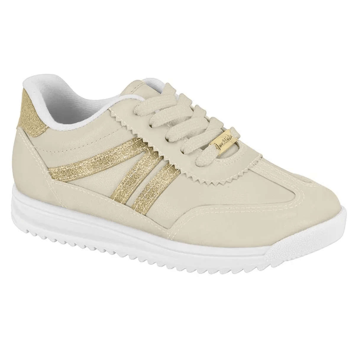 Tenis Molekinha Infantil Feminino Antiderrapante Cadarco Bege 1