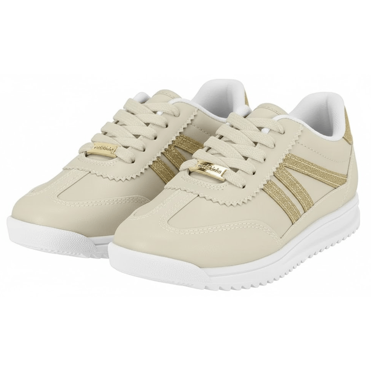 Tenis Molekinha Infantil Feminino Antiderrapante Cadarco Bege 2