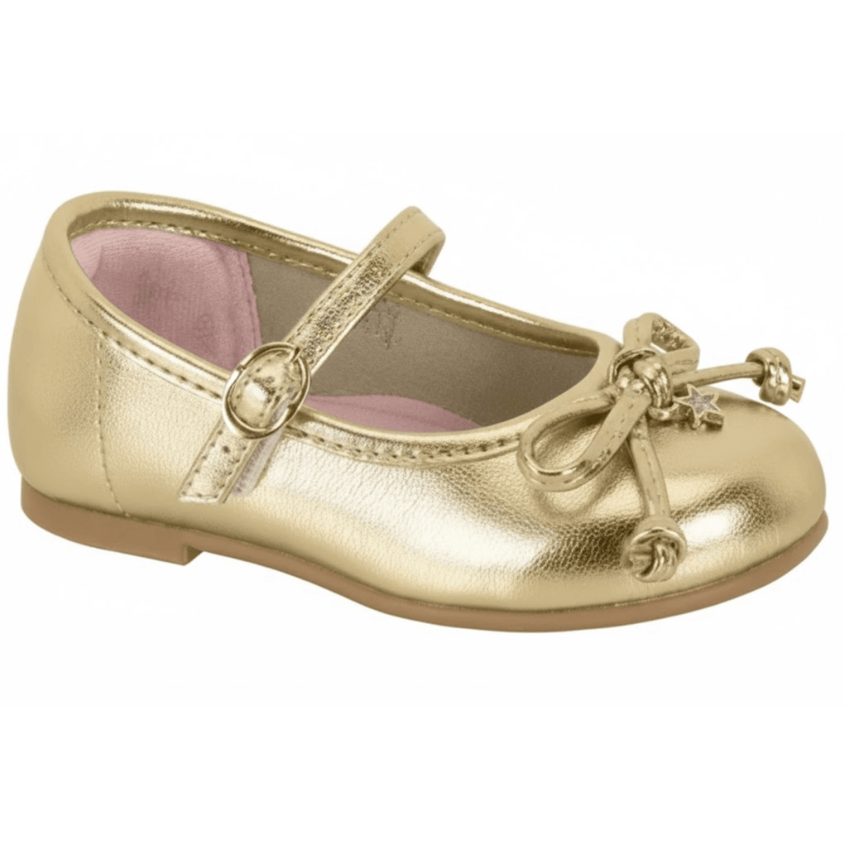 Sapatilha Molekinha Bebe Feminina Fecho Ajustavel Dourada