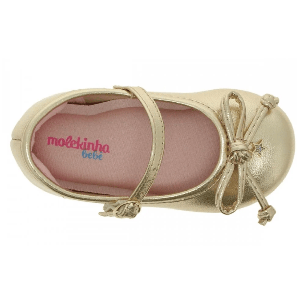 Sapatilha Molekinha Bebe Feminina Fecho Ajustavel Dourada Dourado 3