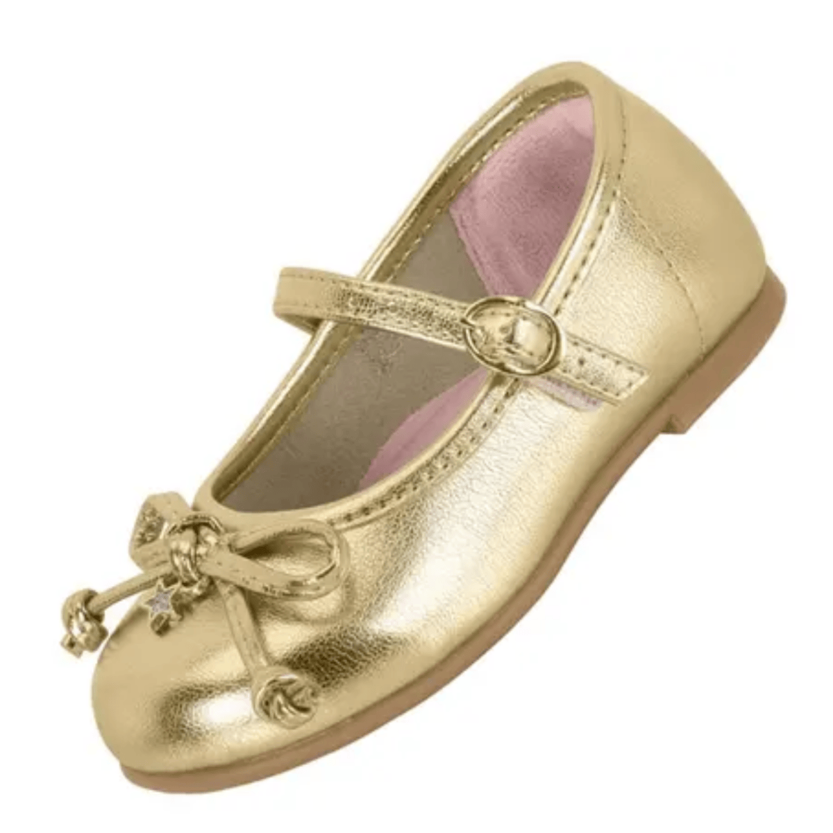 Sapatilha Molekinha Bebe Feminina Fecho Ajustavel Dourada Dourado 4