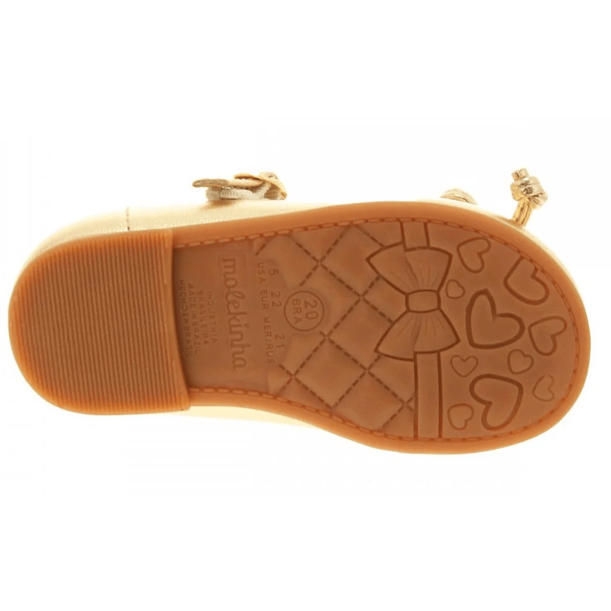 Sapatilha Molekinha Bebe Feminina Fecho Ajustavel Dourada Dourado 6