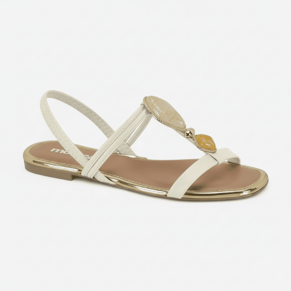 Sandalia Moleca Elastico Branco Off Design Leve Feminina