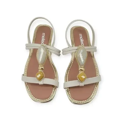 Sandalia Moleca Elastico Branco Off Design Leve Feminina Branco 6