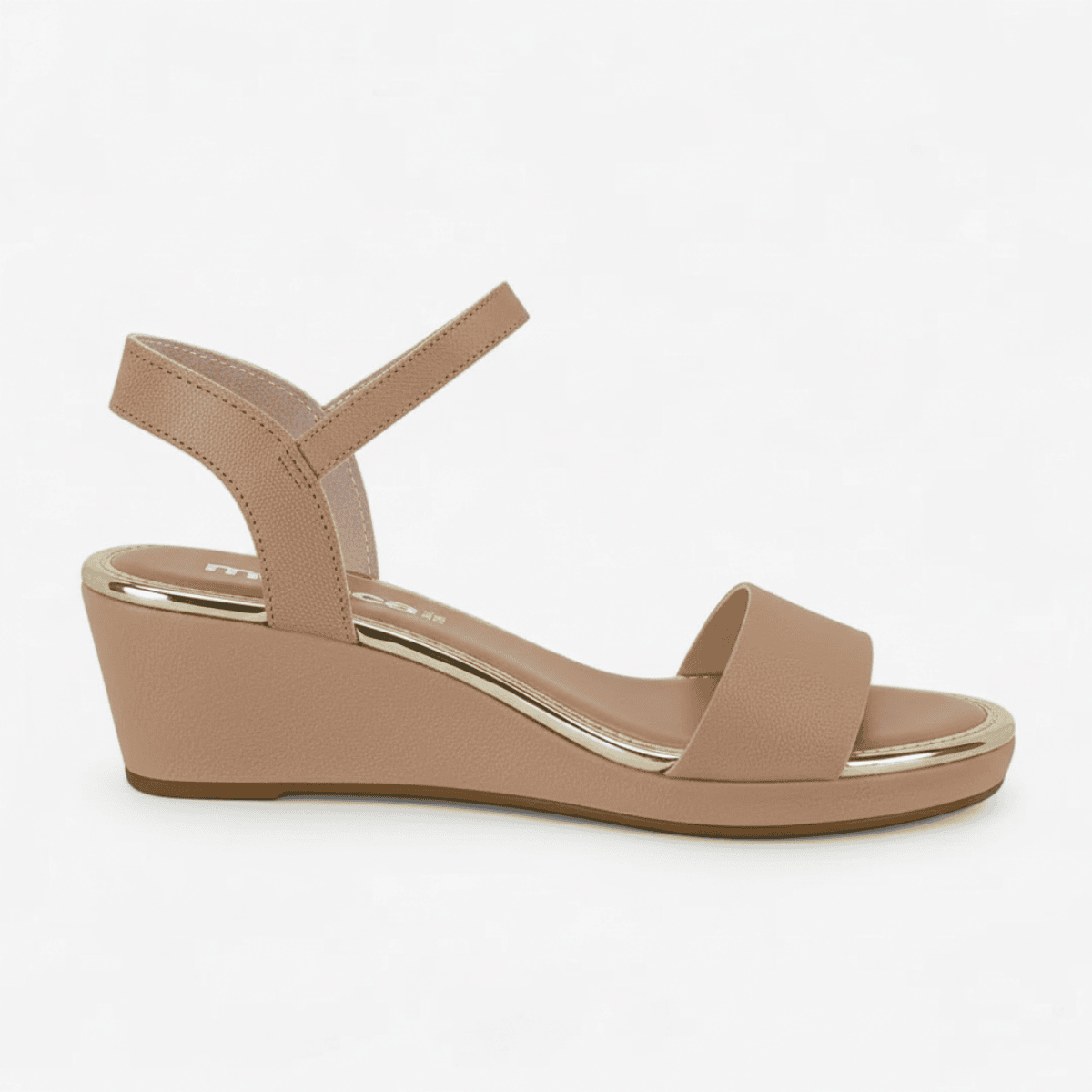 Tamanco Feminino Salto Medio Fecho Ajustavel Estilo Casual Bege 3