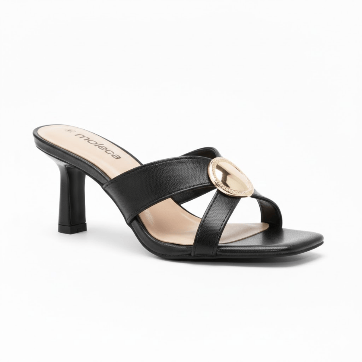 Tamanco Moleca Feminino Estilo Casual Salto Fino Preto 