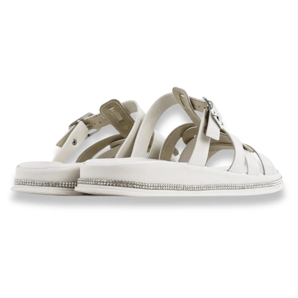 Tamanco Feminino Papete Moleca Strass Fivela Branco 5509202 Branco 4