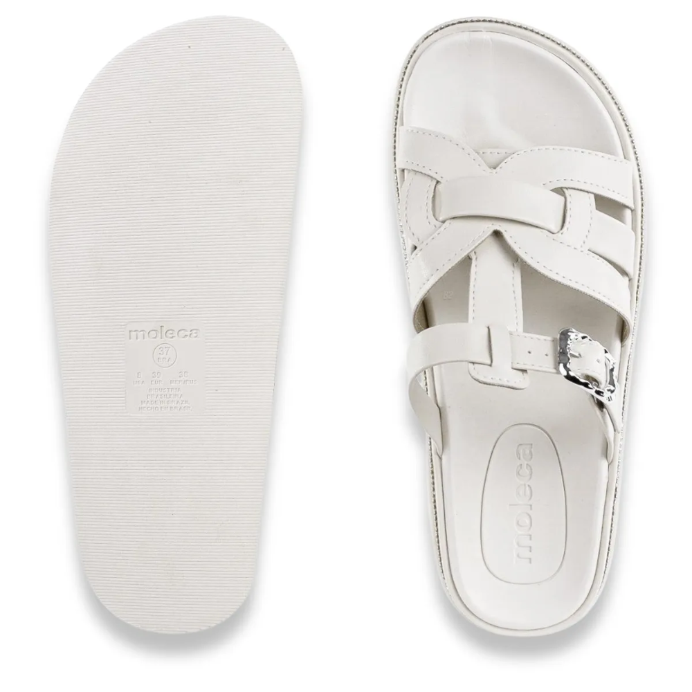 Tamanco Feminino Papete Moleca Strass Fivela Branco 5509202 Branco 5