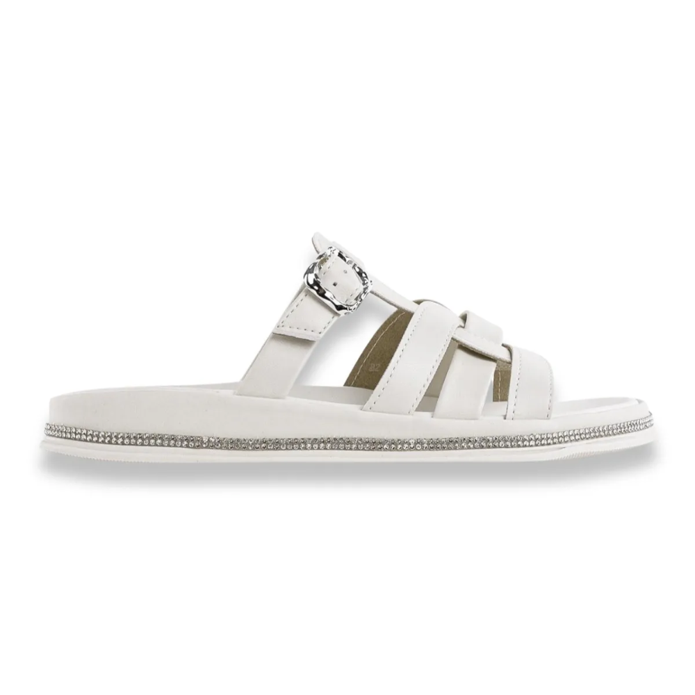 Tamanco Feminino Papete Moleca Strass Fivela Branco 5509202 Branco 6