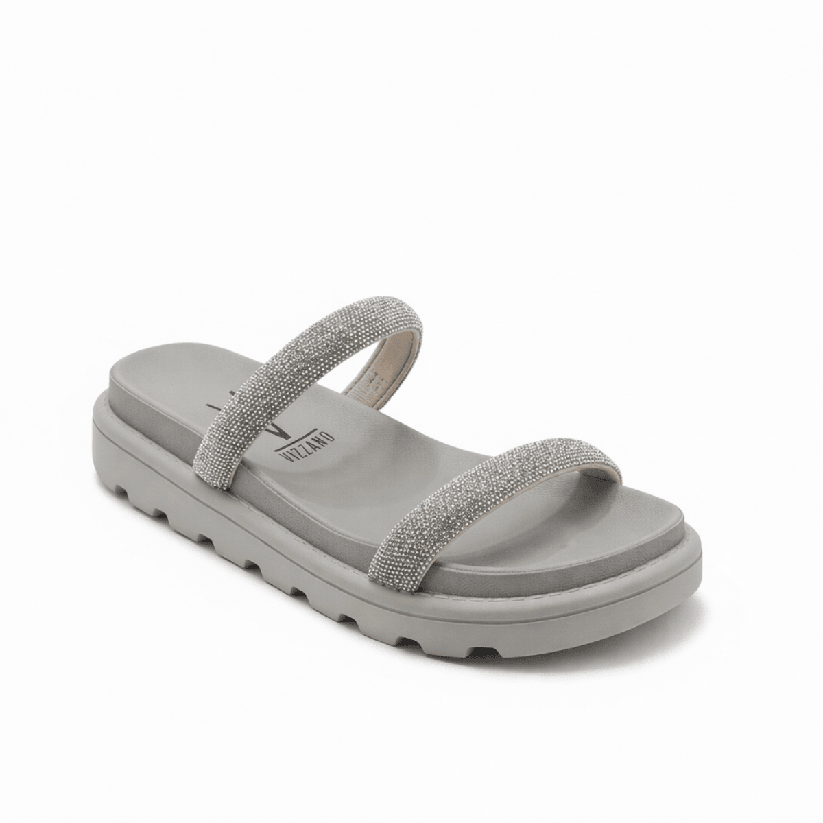 Vizzano Sandalia Cinza Glitter Feminina Versatil Brilho