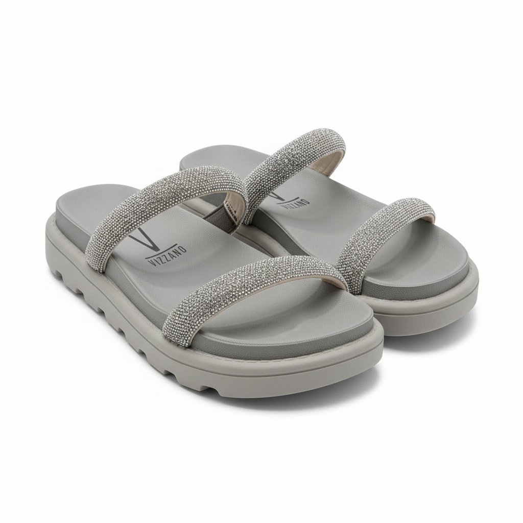 Vizzano Sandalia Cinza Glitter Feminina Versatil Brilho Cinza 3