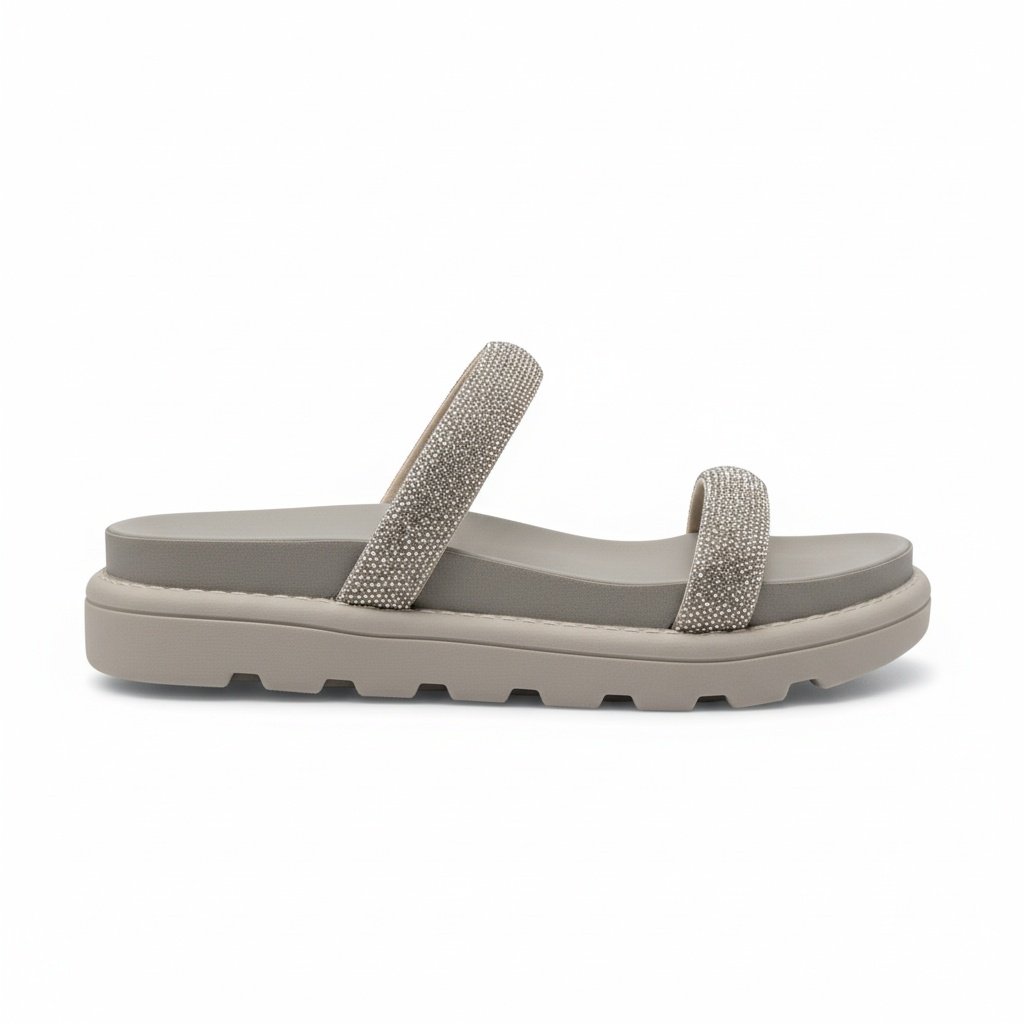 Vizzano Sandalia Cinza Glitter Feminina Versatil Brilho Cinza 5