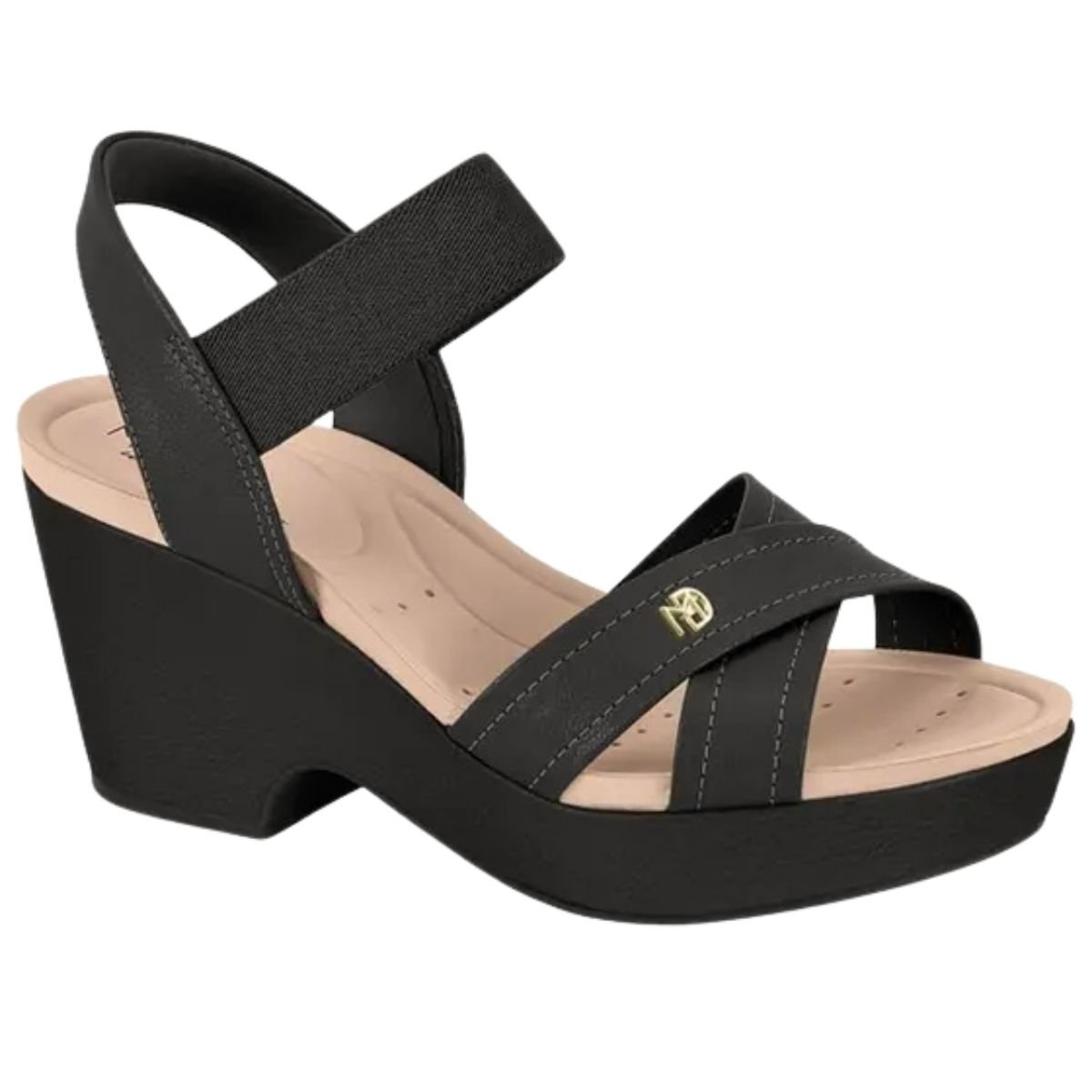 Sandalia Modare Salto Bloco Tira Elastico Conforto