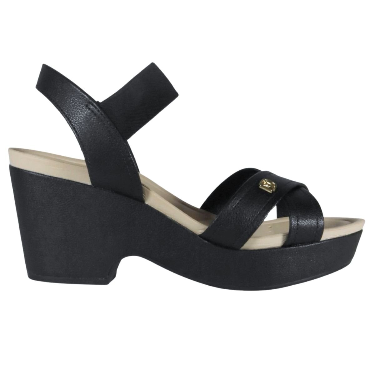 Sandalia Modare Salto Bloco Tira Elastico Conforto Preto 2