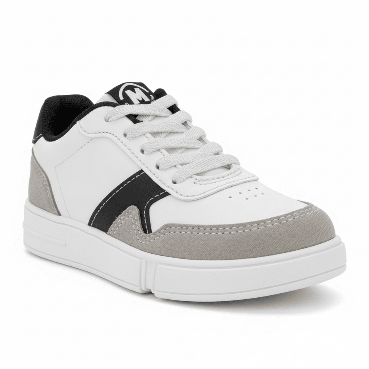Tenis Molekinho Infantil Branco Cinza Preto Cadarco