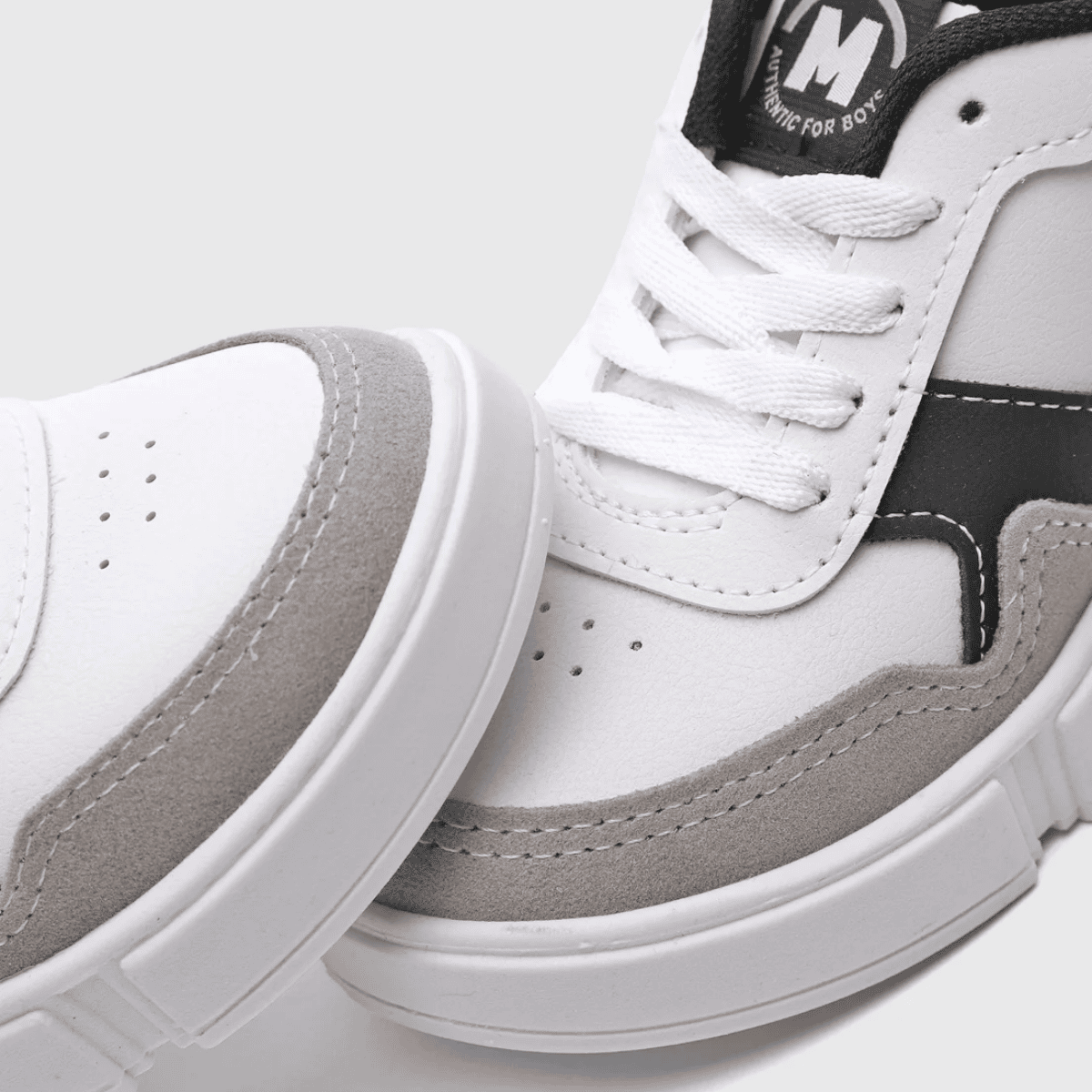 Tenis Molekinho Infantil Branco Cinza Preto Cadarco Branco 2