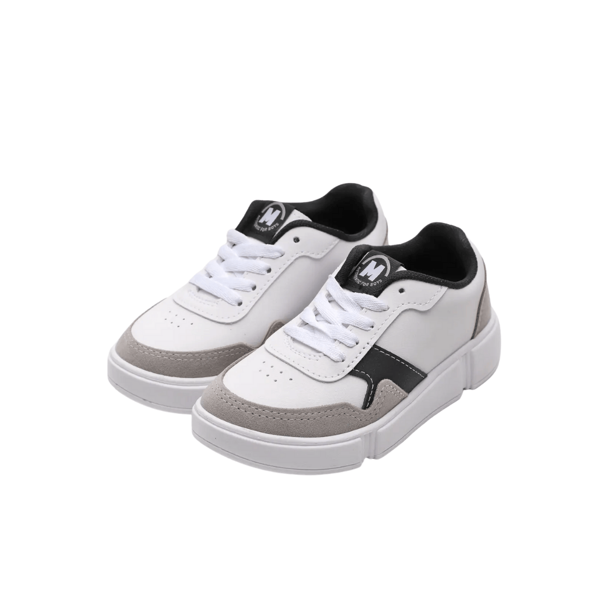 Tenis Molekinho Infantil Branco Cinza Preto Cadarco Branco 3