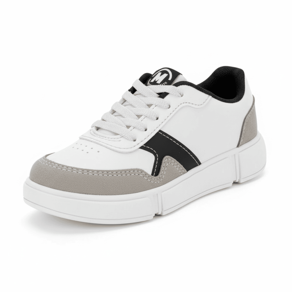 Tenis Molekinho Infantil Branco Cinza Preto Cadarco Branco 5