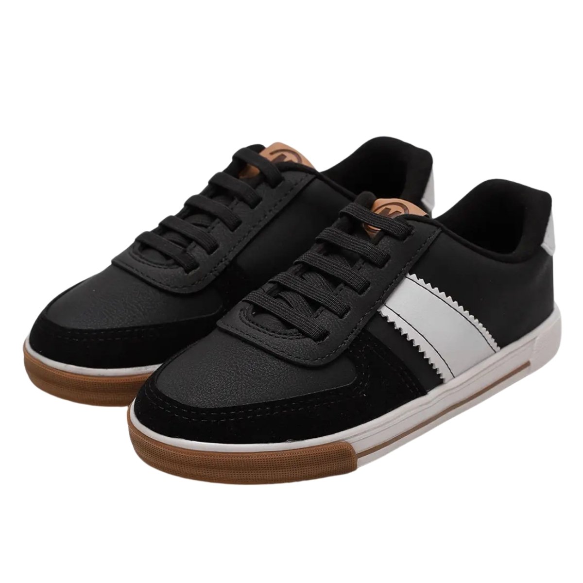 Tenis Molekinho Menino Preto Branco Recortes Modernos Preto 3