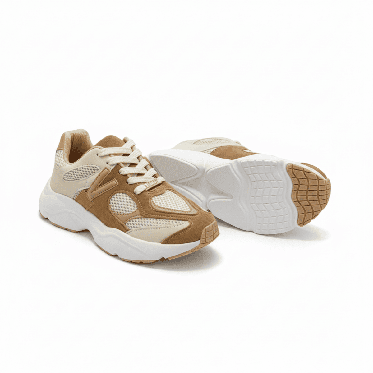 Tenis Feminino Vizzano Camurca Cadarco Off White Bege  Marrom/Bege 3