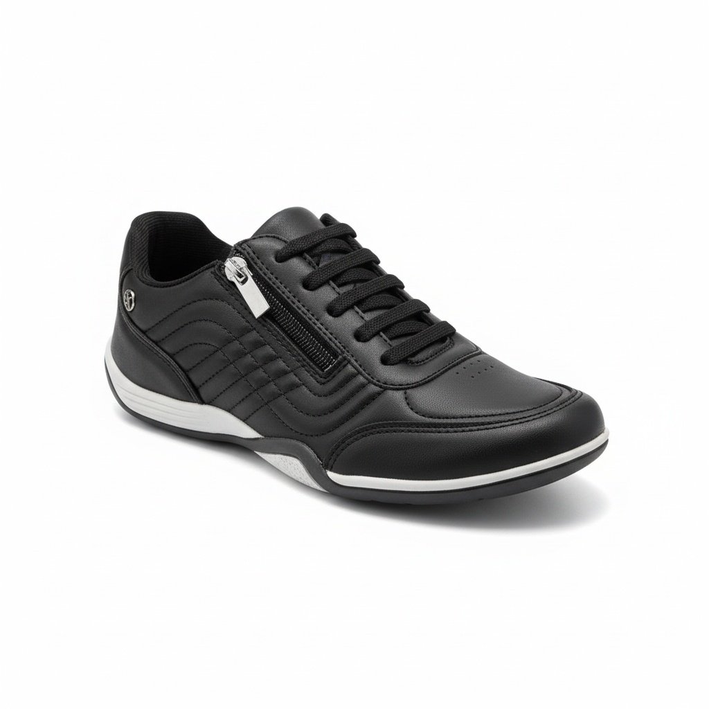  Tenis Kolosh Feminina Preto Ziper Lateral Ortopedica