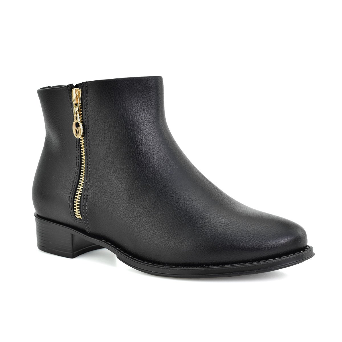 Bota Floather Beira Rio Cano Curto Preta Feminina Moderno