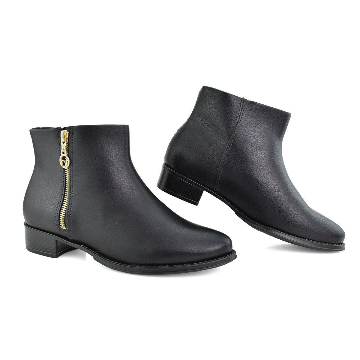 Bota Floather Beira Rio Cano Curto Preta Feminina Moderno Preto 2