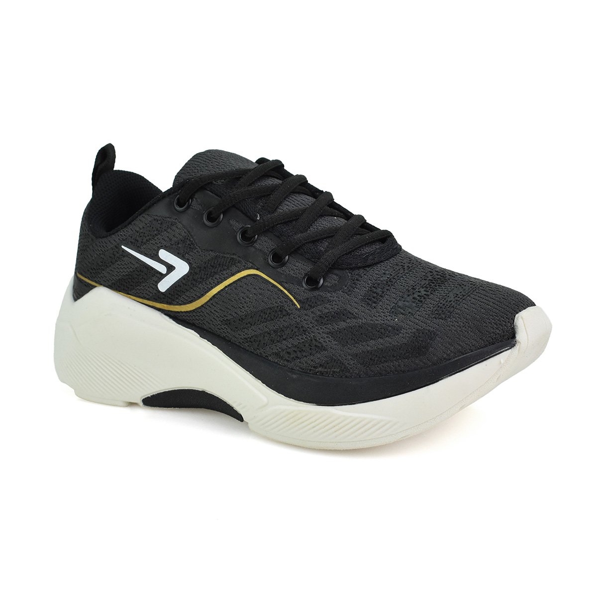 Tenis Box 200 Feminino Visual Moderno Preto Dourado Cadarco