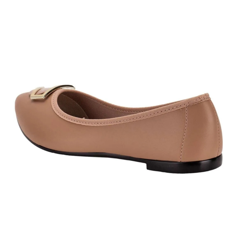Sapatilha Feminina Moleca Bico Fino Detalhes Nude 5727116 Marrom 4