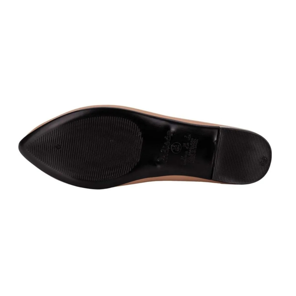 Sapatilha Feminina Moleca Bico Fino Detalhes Nude 5727116 Marrom 5