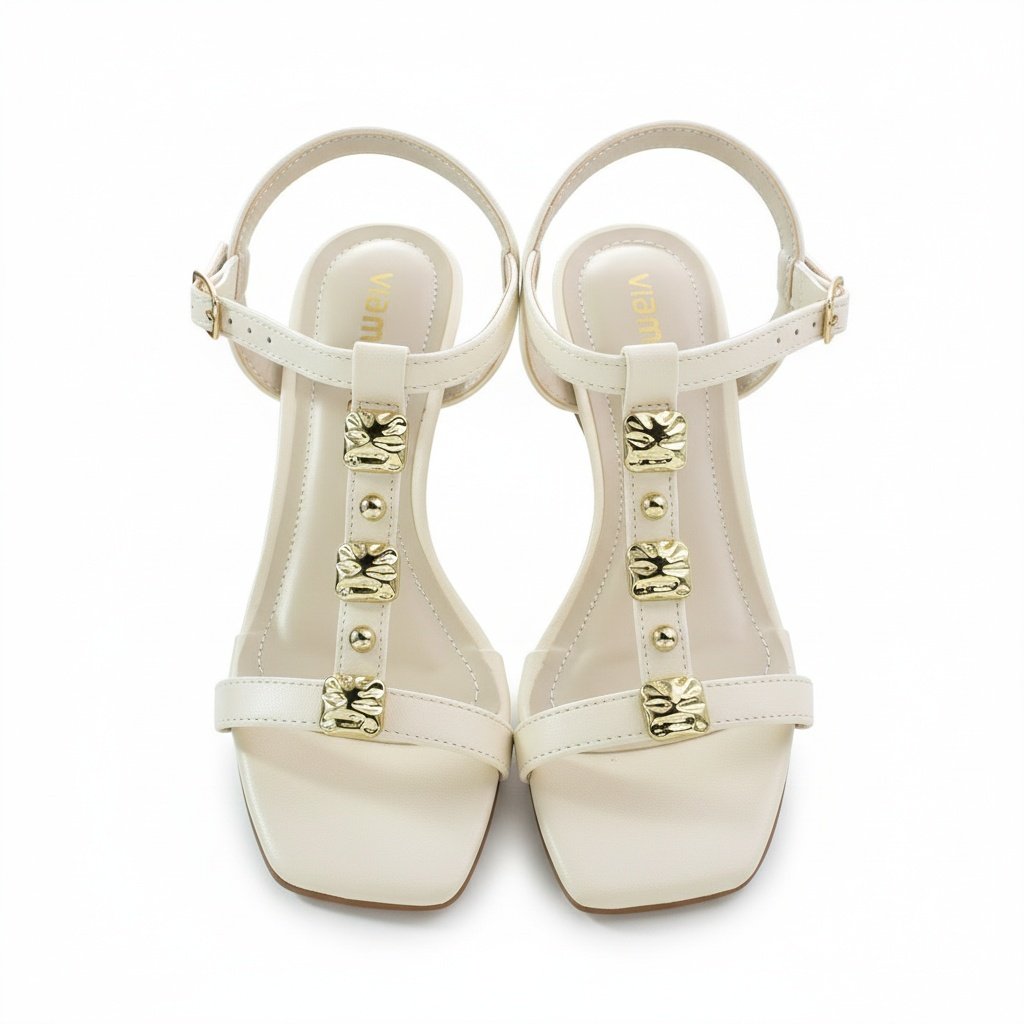 Sandalia Via Marte Elegancia Marfim Feminina Salto Bloco Branco 2