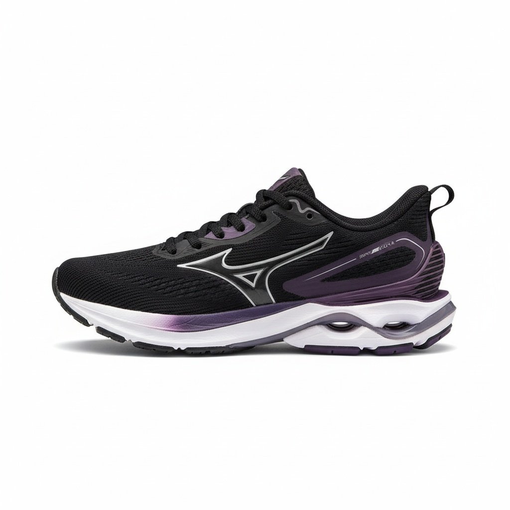 Mizuno Wave Dynasty 8 Preto Roxo Corrida Imbativel Feminino Preto 2