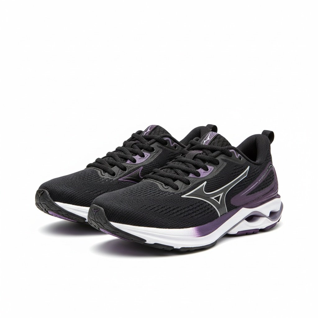 Mizuno Wave Dynasty 8 Preto Roxo Corrida Imbativel Feminino Preto 4