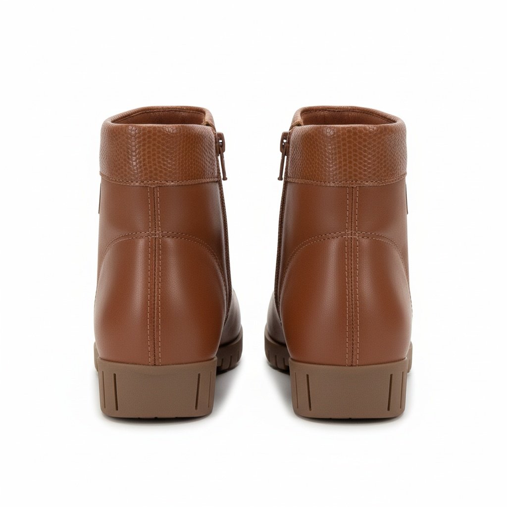 Bota Campesi Mascavo Ziper Feminina Estilo Moderno Marrom 3