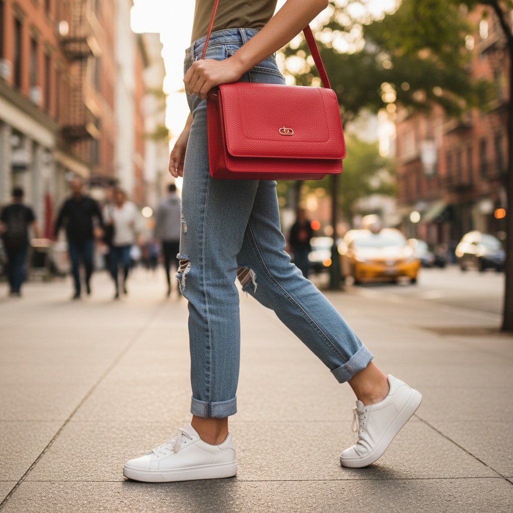 Bolsa Beira Rio Feminina Vermelha Com Alca em Couro Elegante Vermelho 5