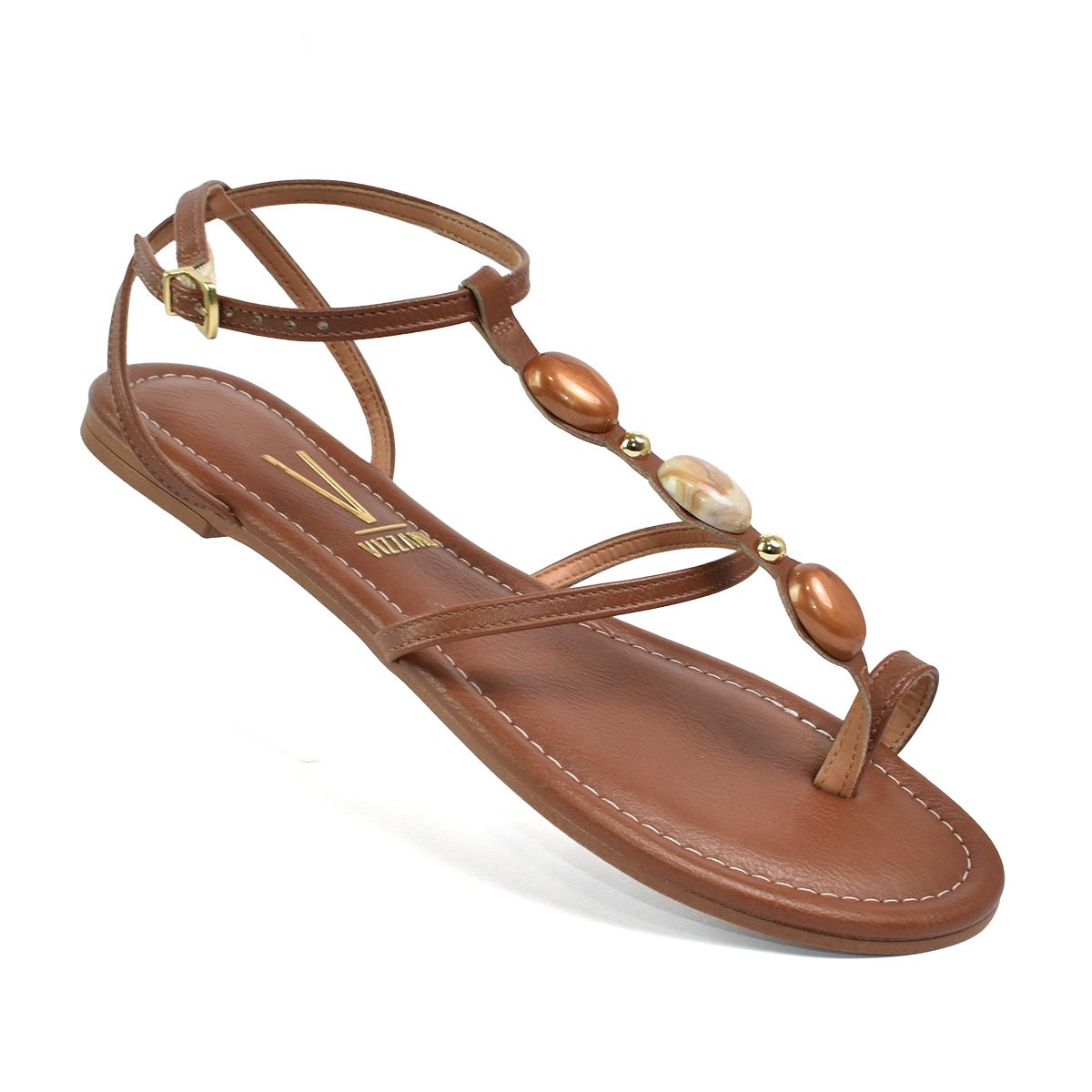Rasteira Vizzano Feminina Pedraria Mocca Estilo Moderno Marrom 5