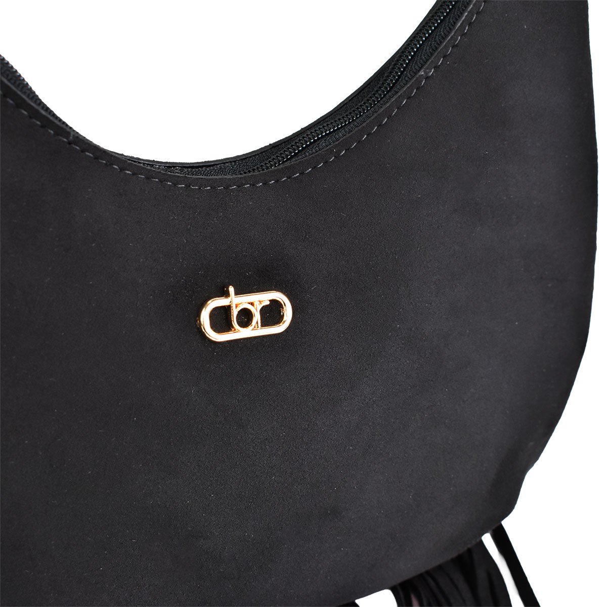 Bolsa Beira Rio Preta Franjas Feminina Design Sofisticado  Preto 4