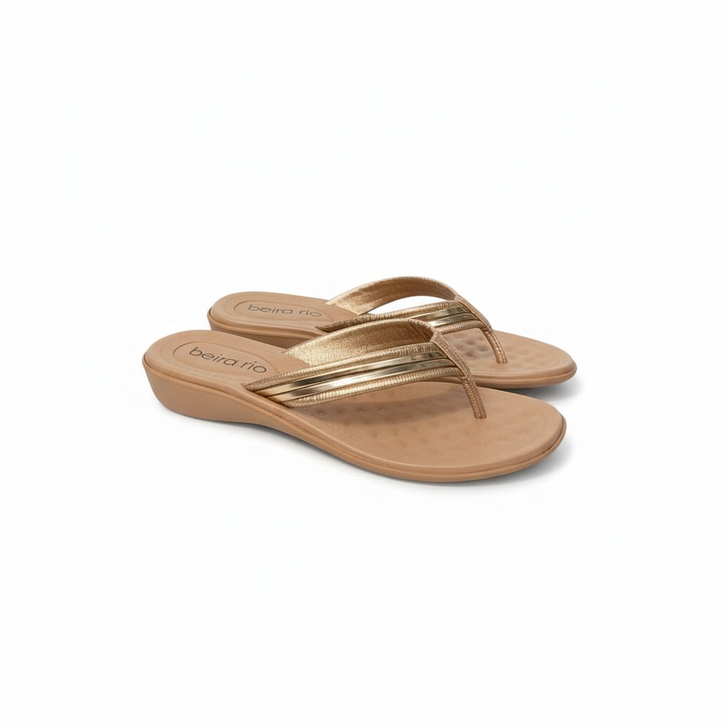 Tamanco Beira Rio Feminino Ouro Rosado Elegante Confortavel  Dourado 2