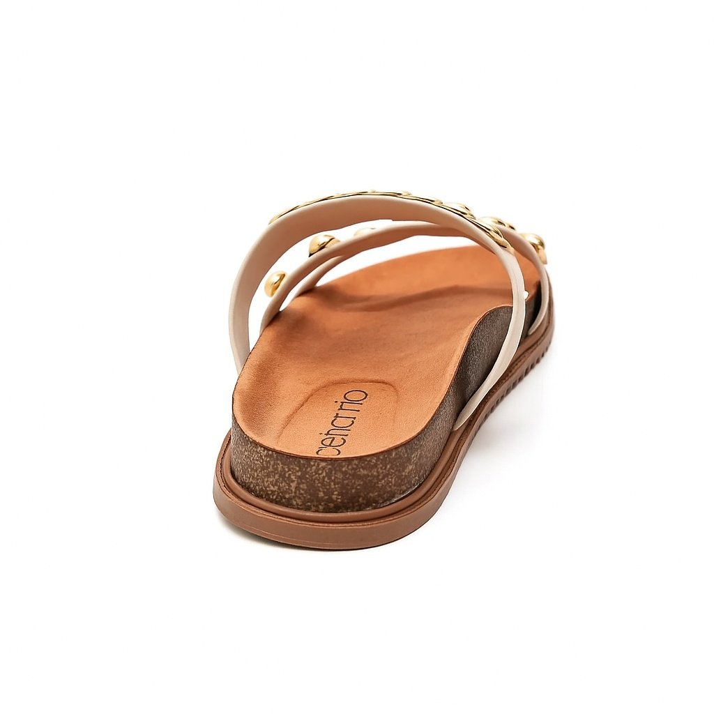 Tamanco Beira Rio Feminino Branco Detalhes Dourado Versatil Branco 5