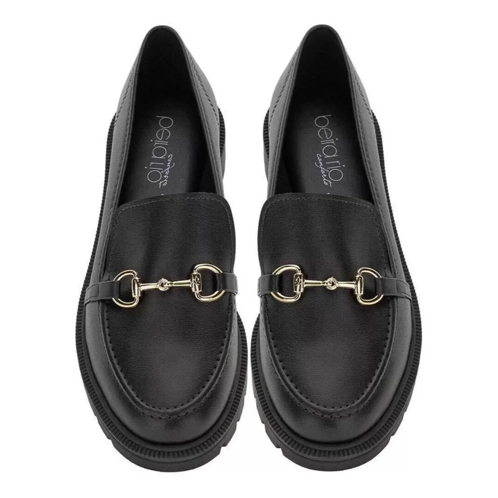Mocassim Feminino Beira Rio Loafer Tratorado Preto Moderno Preto 4